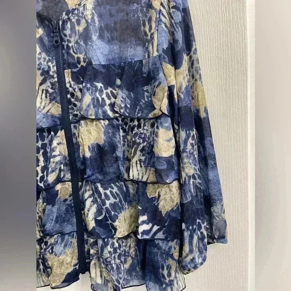 Sharon Young Blue Zip Up Blouse - Picture 3 of 9